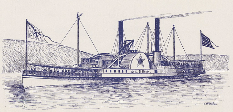 「ALIDA 」Hudson River steamboat built 1847.　The Hudson River Day Line From Wikimedia